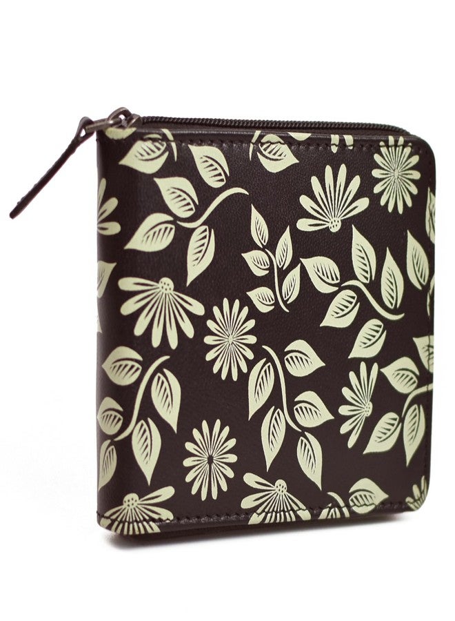 WildHorn Women’s Zip Around Wallet - Premium Leather Floral Print Purse | Stylish Clutch with Zipper Closure & Multiple Card Slots for Ladies & Girls (BROWN1) - Image 3